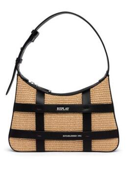 Bolso Replay hombro mimbre y polipiel para mujer