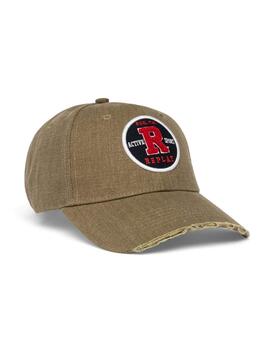 Gorra Replay verde kaki logo rojo relieve unisex