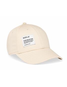 Gorra Replay beige lona logo blanco ajustable unisex