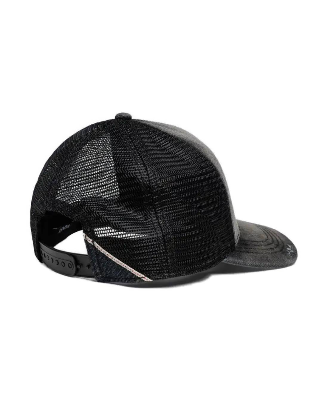 Gorra Replay gris oscuro vaquera con rejilla unisex