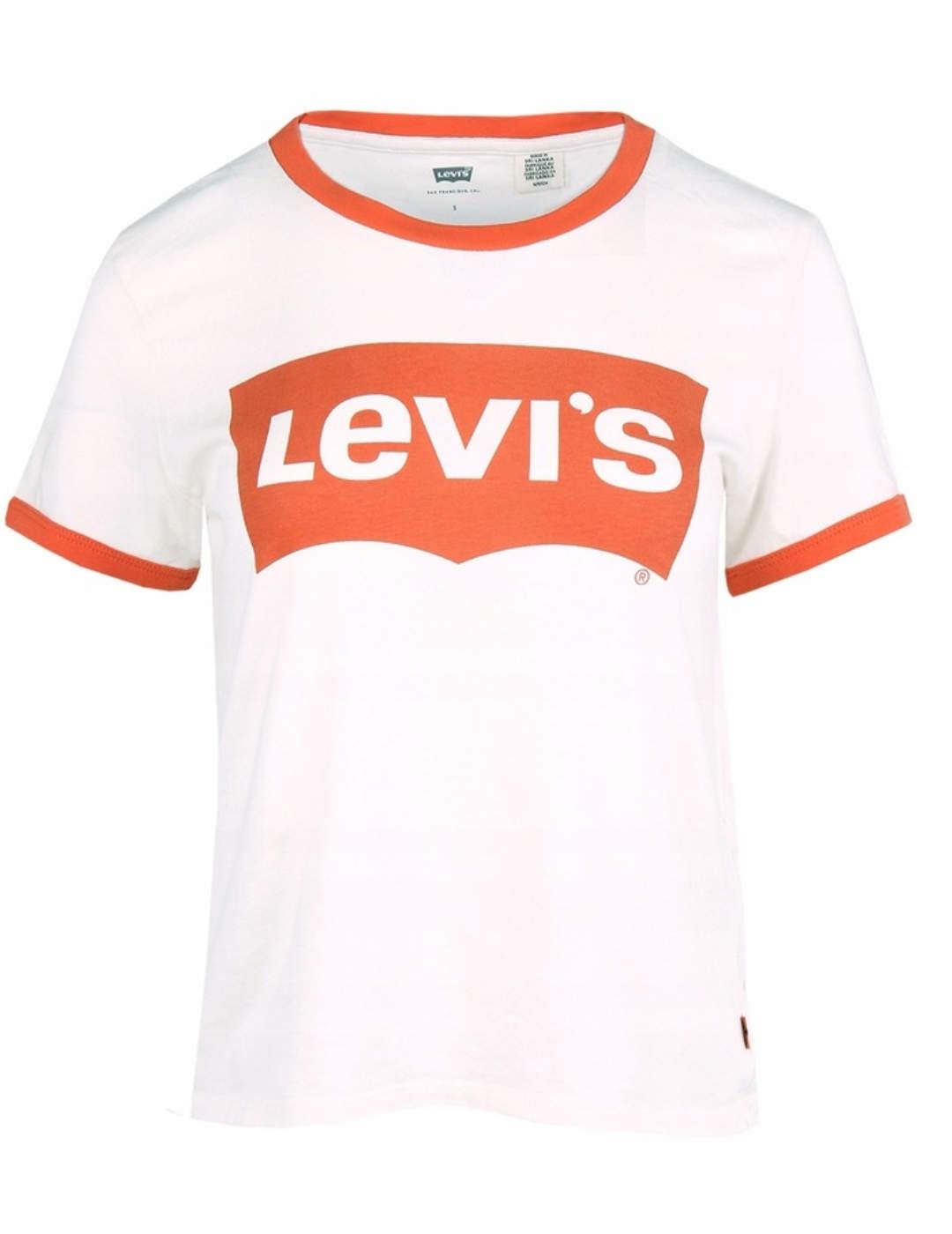 Camiseta Levi´s Surf blanca y naranja manga corta para mujer