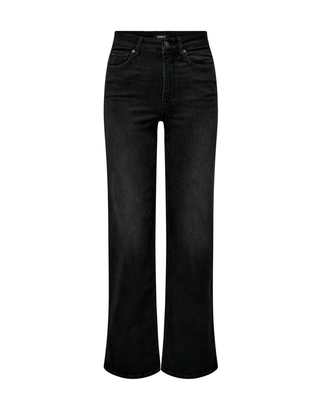 Pantalón vaquero Only Madison negro wide leg de mujer