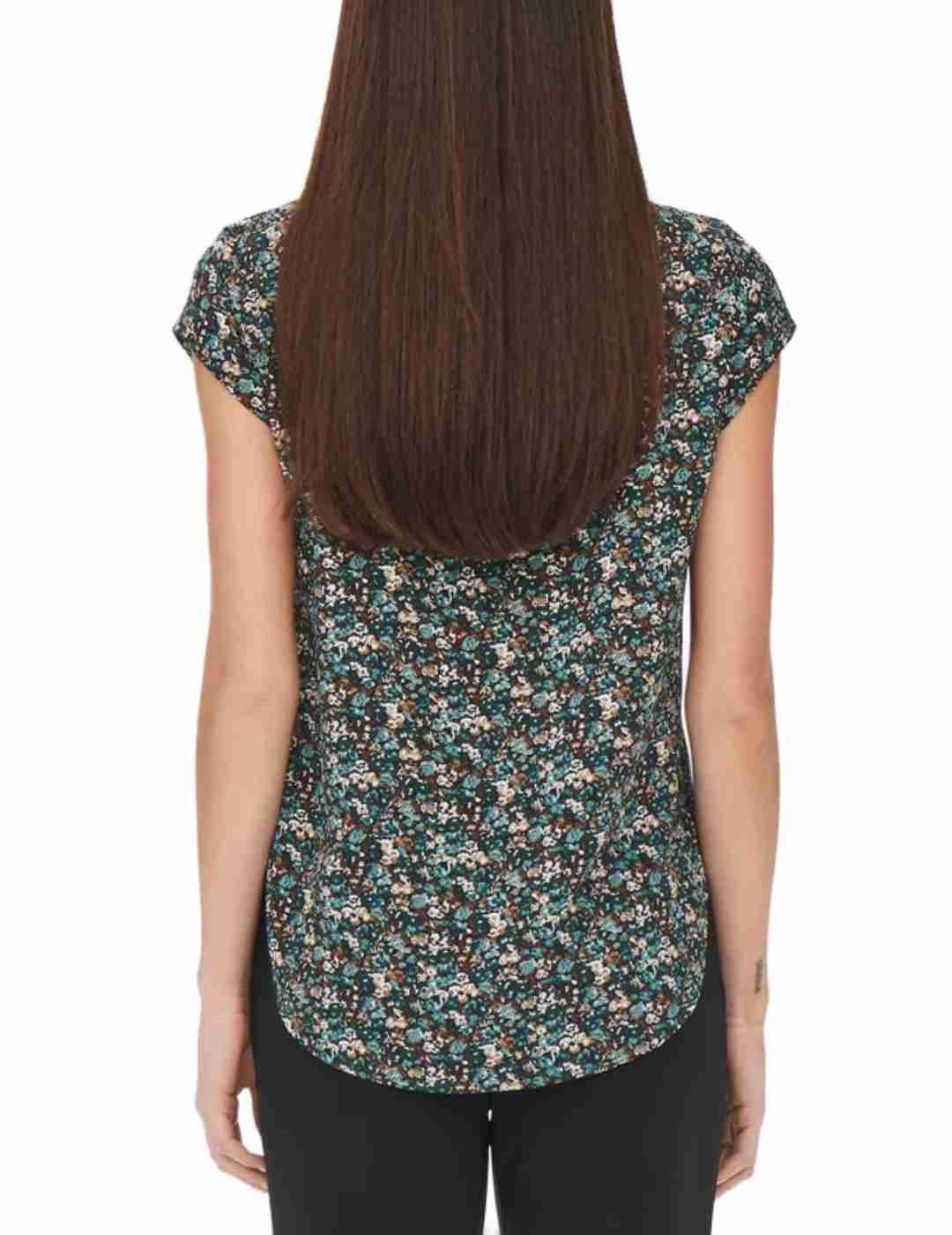 Blusa Only Vic flores marrones y verdes manga corta de mujer