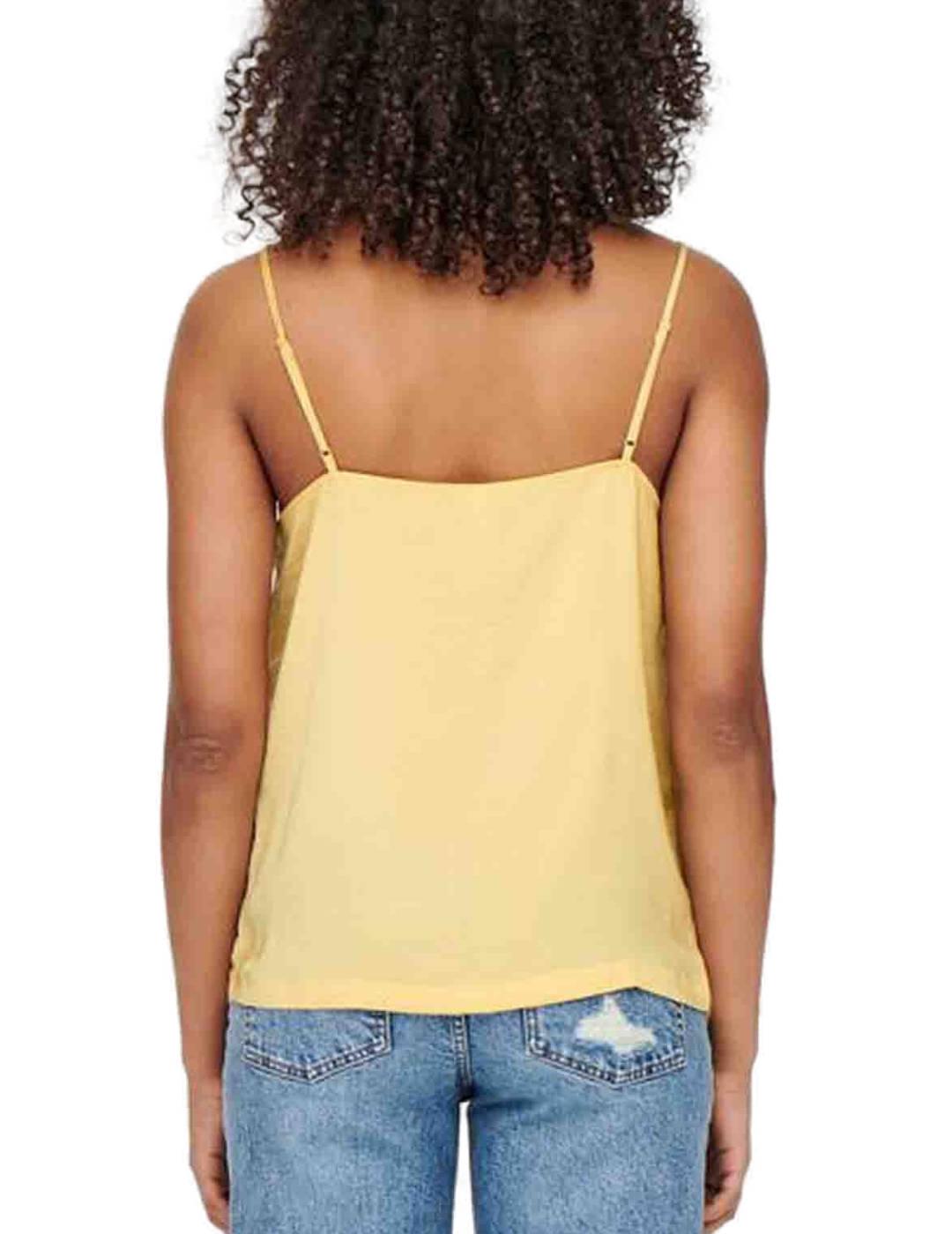 Camiseta lencera Only Debbie de tirantes amarilla mujer