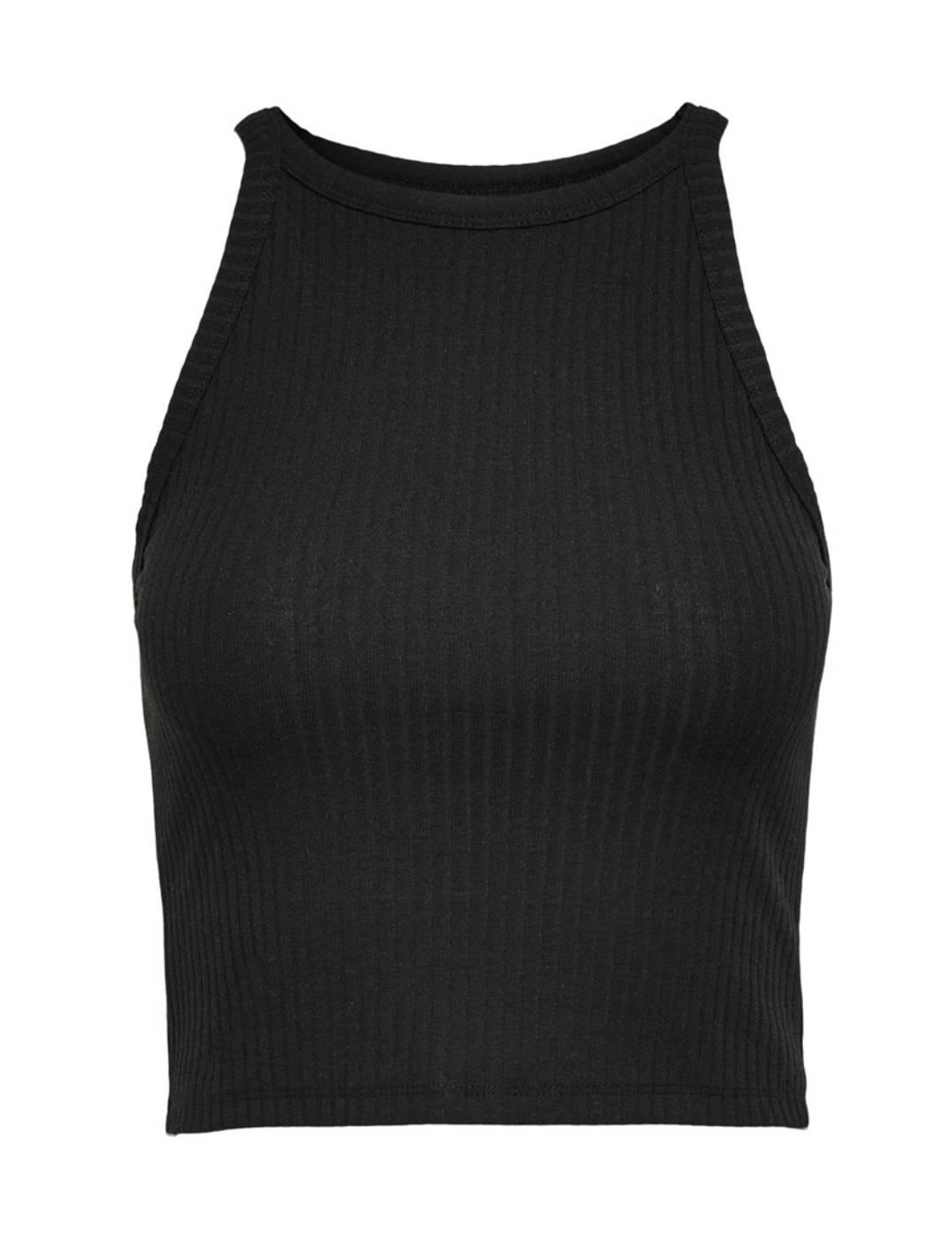 Top Only Emma manga sisa negro de canalé para mujer