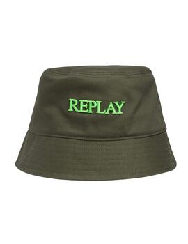 Gorro Replay bucket verde logo neón unisex