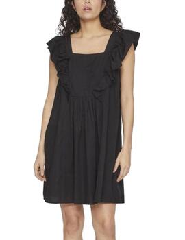 Vestido corto Vila Pimma negro manga sisa para mujer