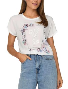 Camiseta Only Flora blanca estampado floral de mujer