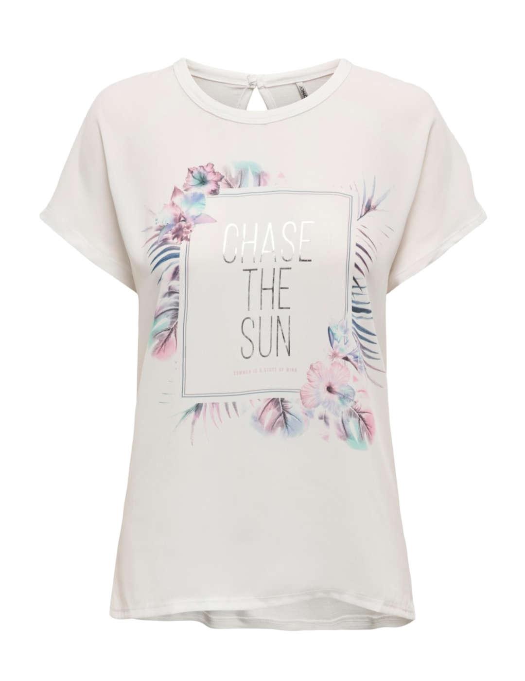 Camiseta Only Flora blanca estampado floral de mujer