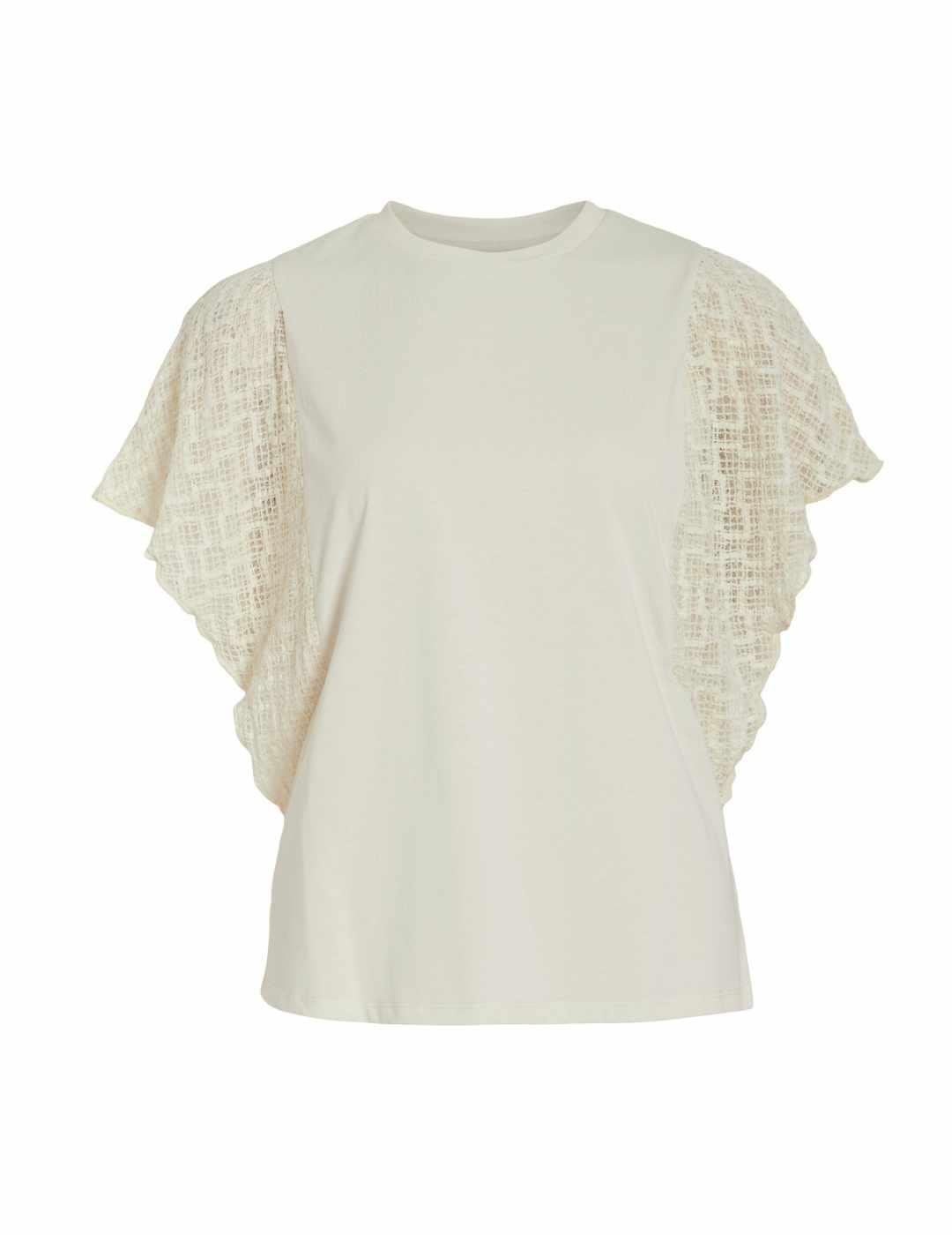 Camiseta Vila Heria beige puntilla para mujer