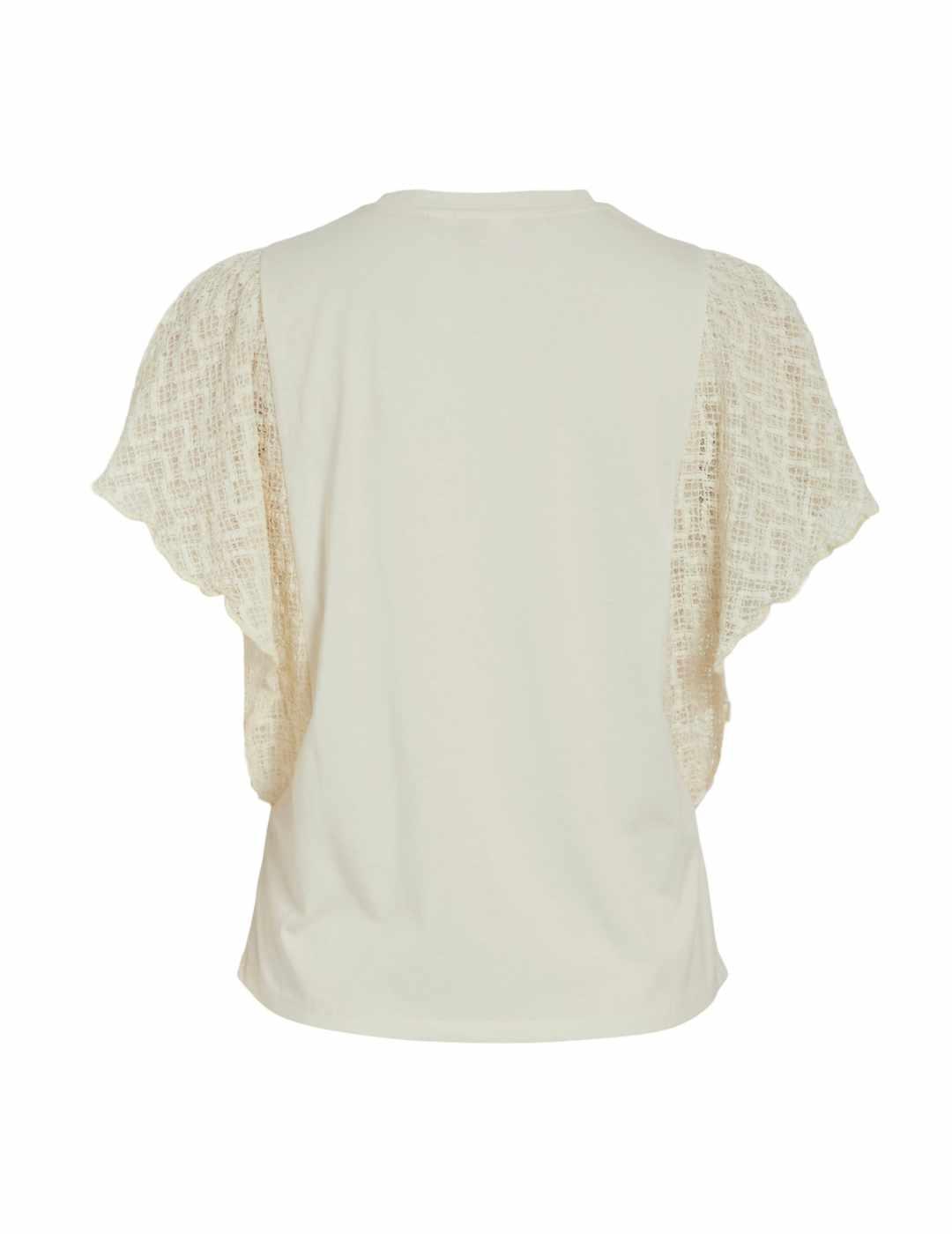 Camiseta Vila Heria beige puntilla para mujer