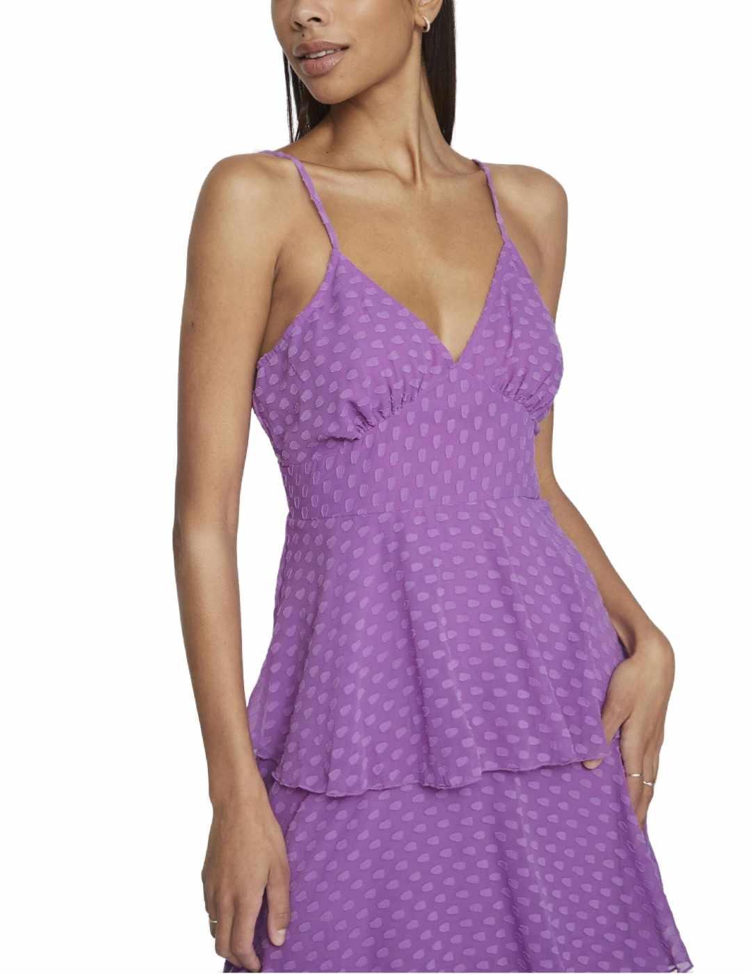 Vestido Vila Ika violeta escalonado de tirantes para mujer