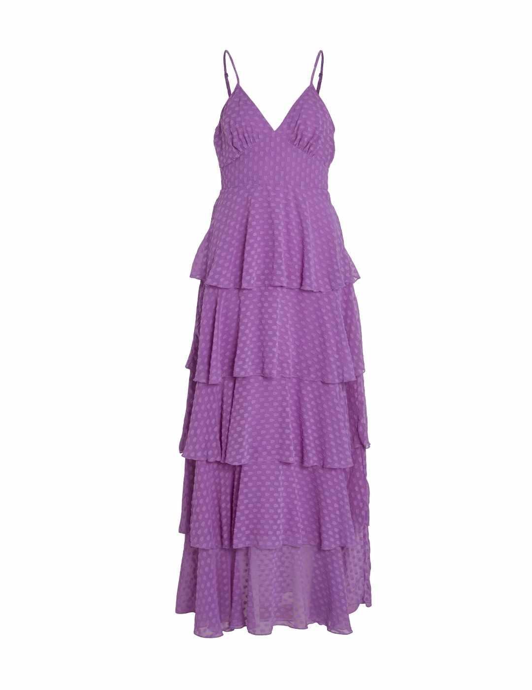 Vestido Vila Ika violeta escalonado de tirantes para mujer