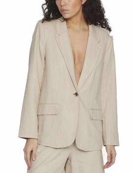 Blazer Vila Olanda beige lino regular para mujer