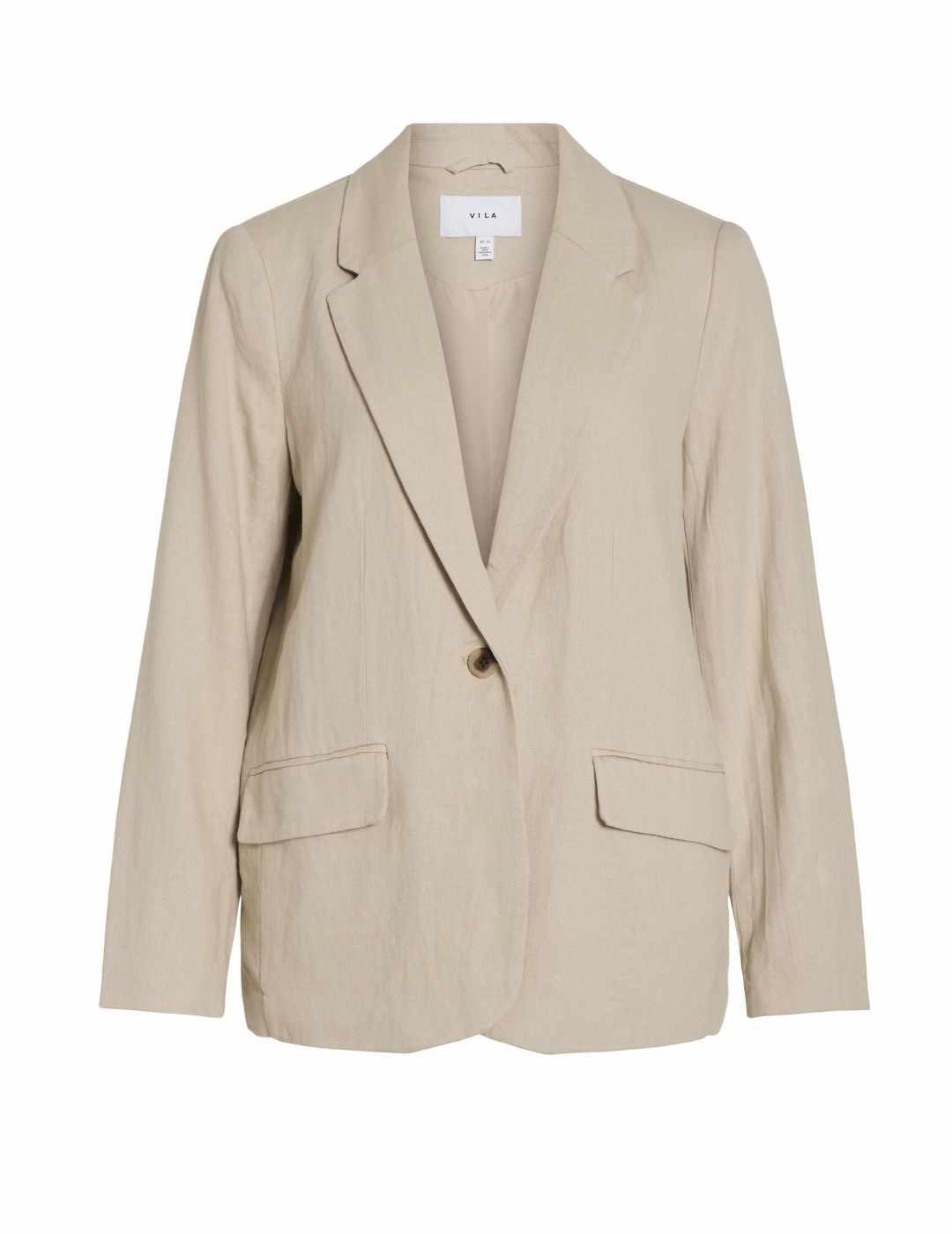 Blazer Vila Olanda beige lino regular para mujer