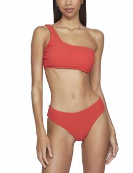 Top bikini Vila Mikayla rojo efecto arrugado para mujer