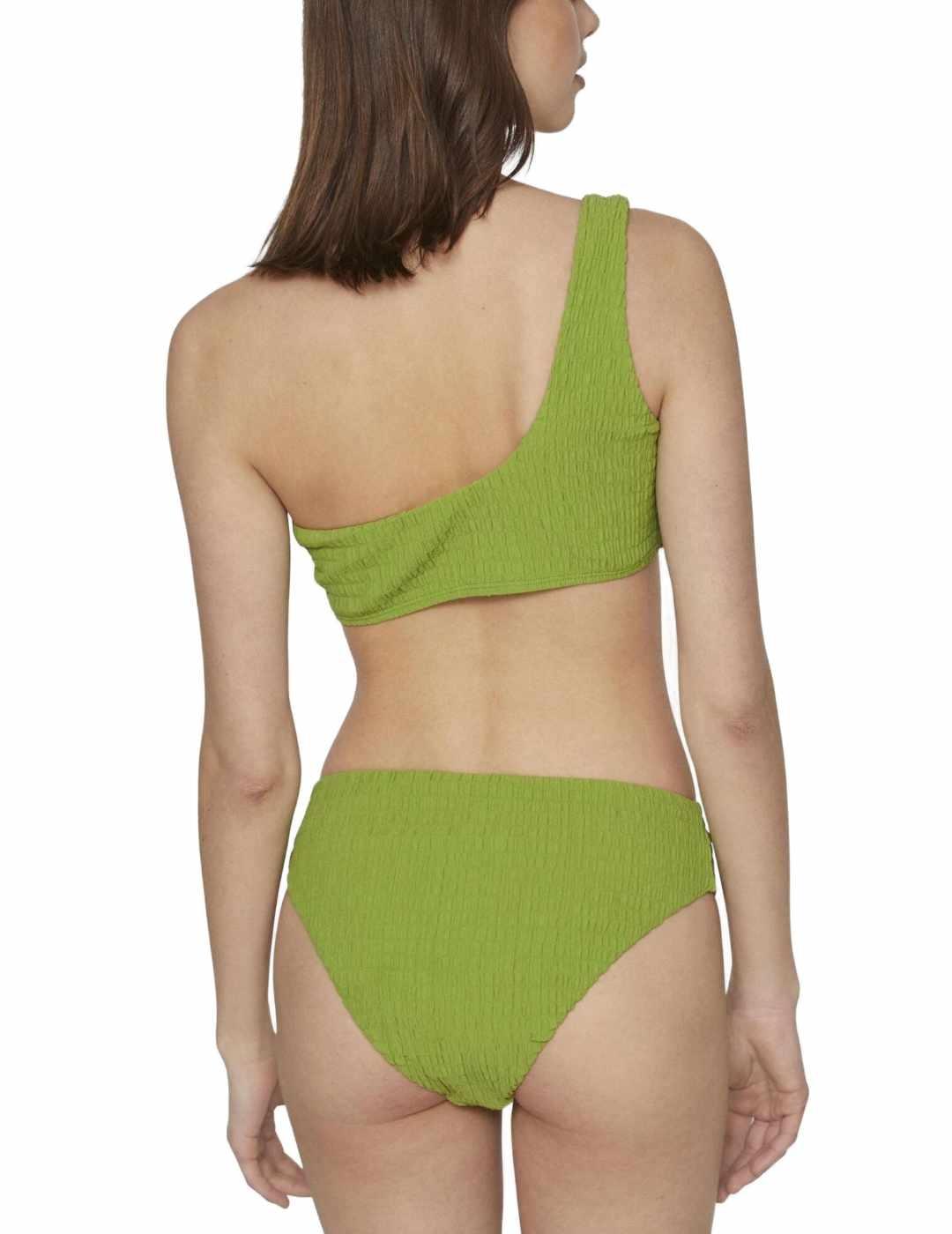 Top bikini Vila Mikayla verde asimétrico para mujer