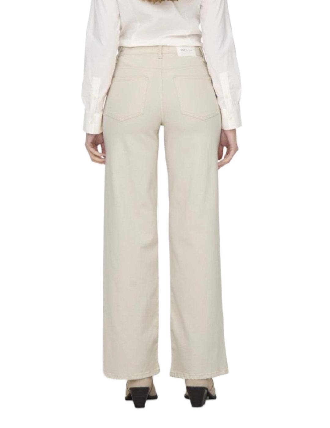 Pantalón vaquero Only Madison beige Wide de mujer