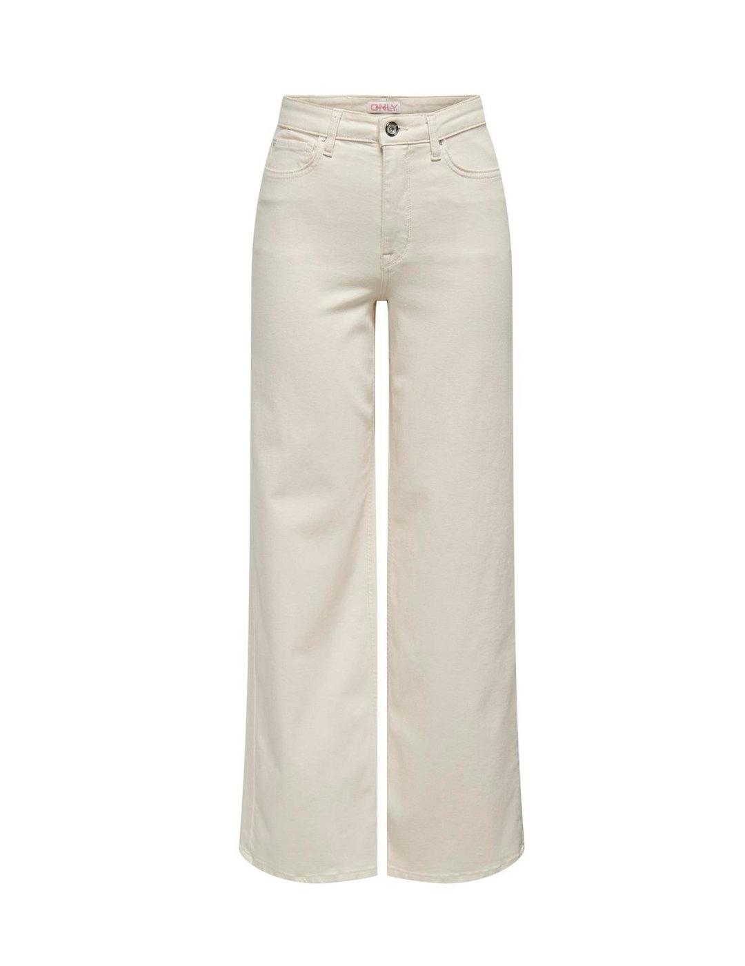 Pantalón vaquero Only Madison beige Wide de mujer