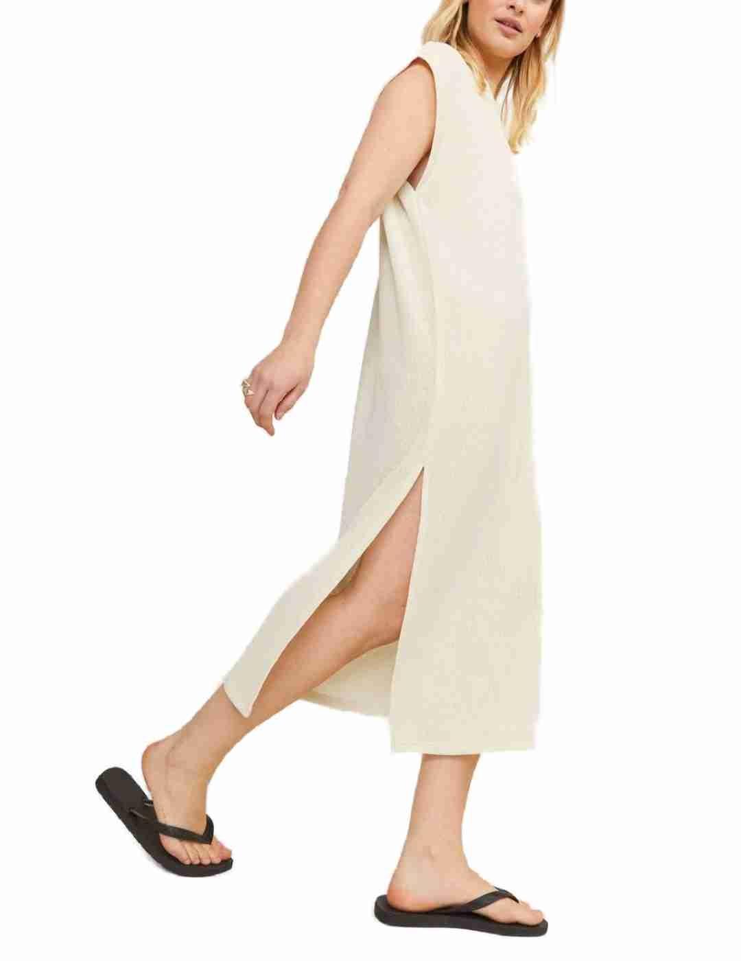 Vestido midi JJXX Vera blanco manga sisa para mujer