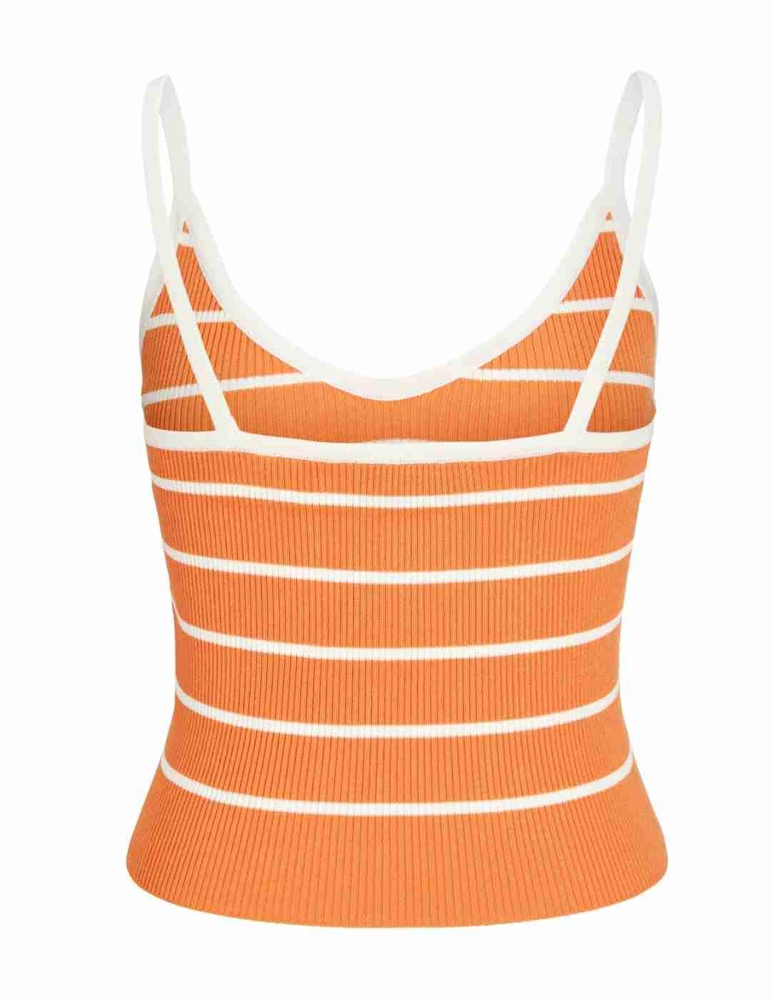 Camiseta JJXX Esther naranja raya blanca de tirantes mujer