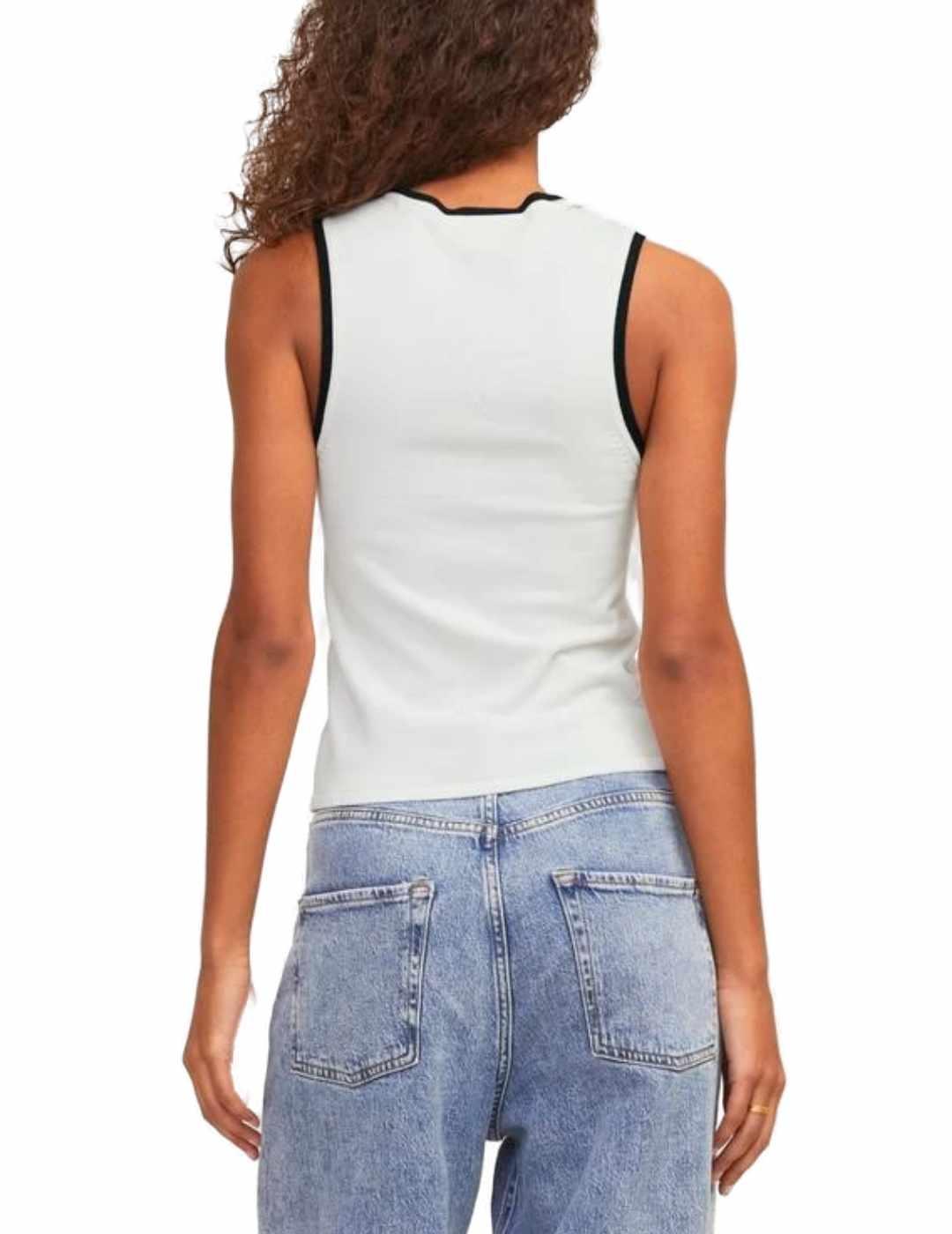 Camiseta JJXX Evelyn blanco manga sisa para mujer