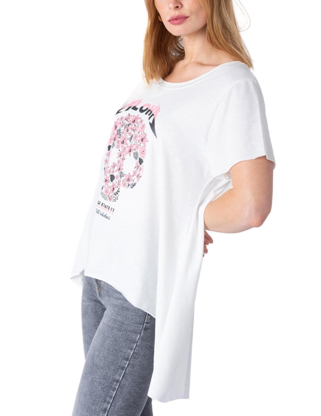 Camiseta Animosa Aloha Hawaii blanco manga corta para mujer