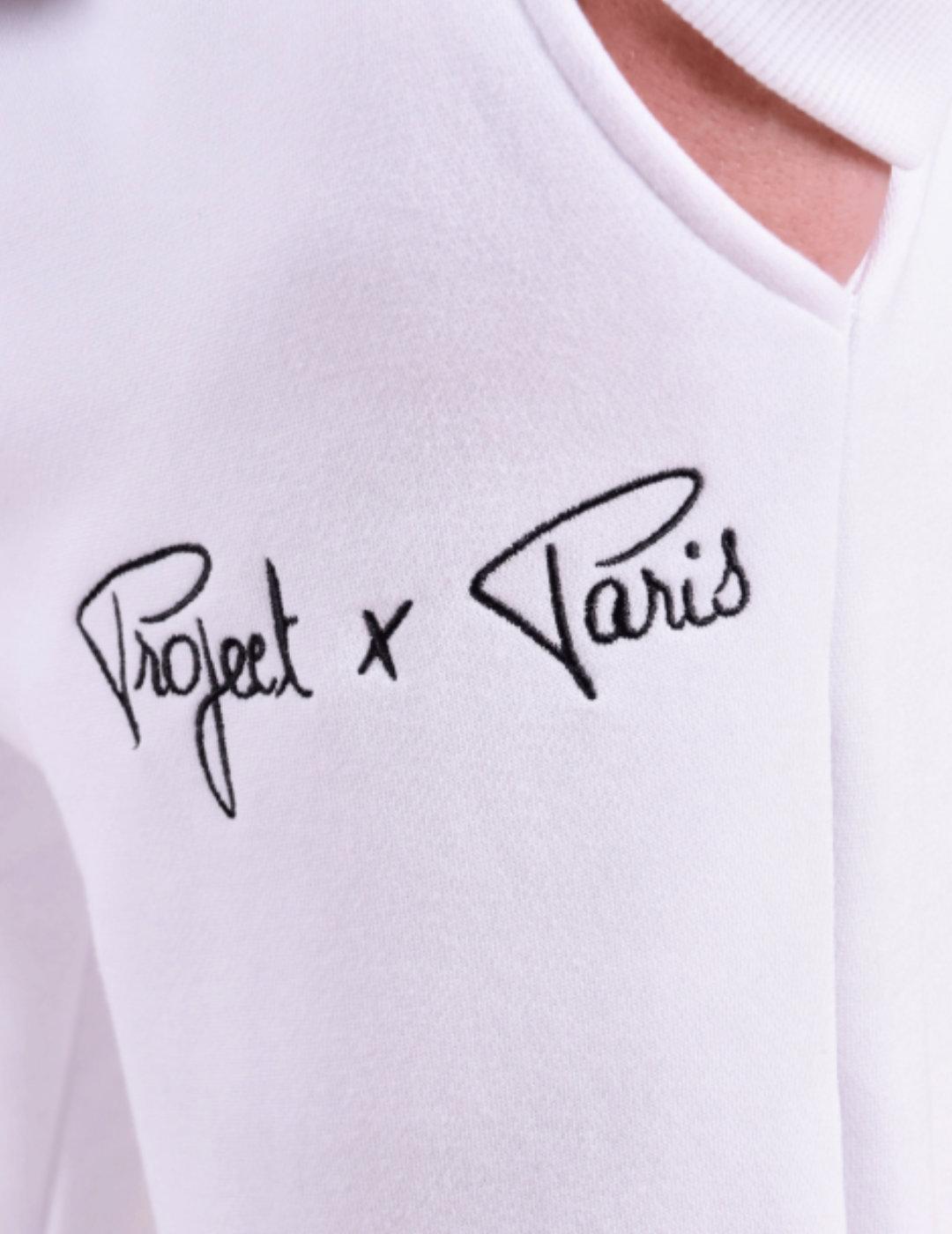 Pantalón jogger ProjectxParis blanco logo negro unisex