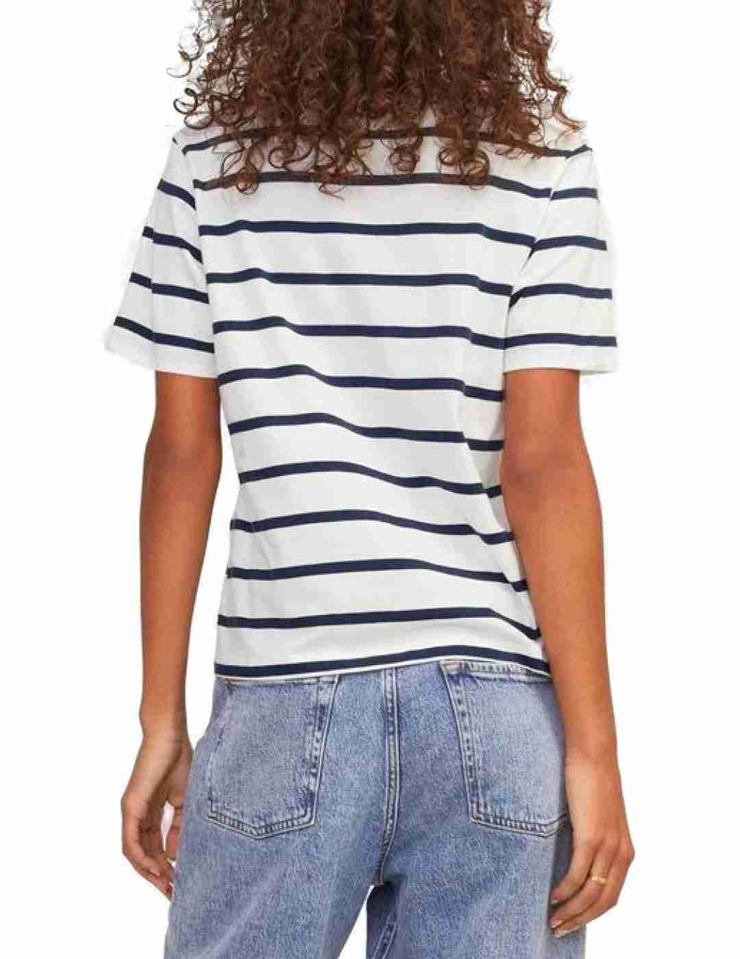 Camiseta JJXX Annie blanco raya azul manga corta para mujer