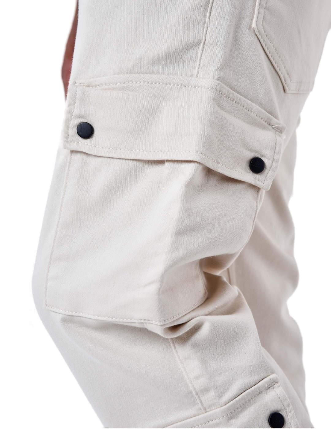 Pantalón cargo ProjectxParis crema doble bolsillo de hombre