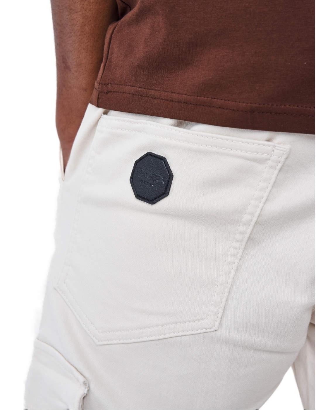 Pantalón cargo ProjectxParis crema doble bolsillo de hombre