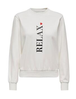 Sudadera Only Relax blanca sin capucha hombros caídos mujer