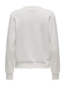 Sudadera Only Relax blanca sin capucha hombros caídos mujer