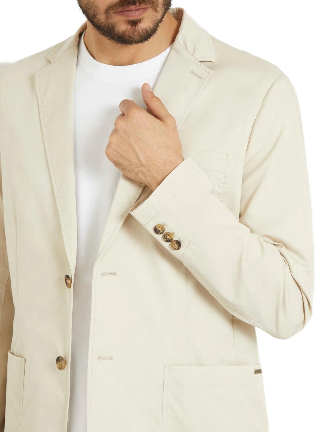 Chaqueta americana Guess Tyron beige cierre botón de hombre