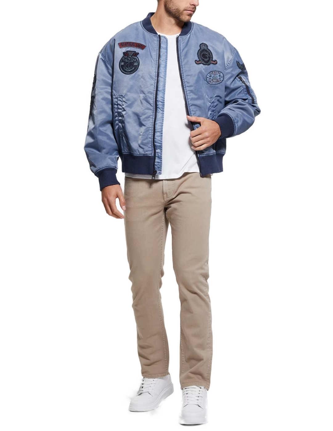 Chaqueta bomber Guess Ace Twill azul parches para hombre