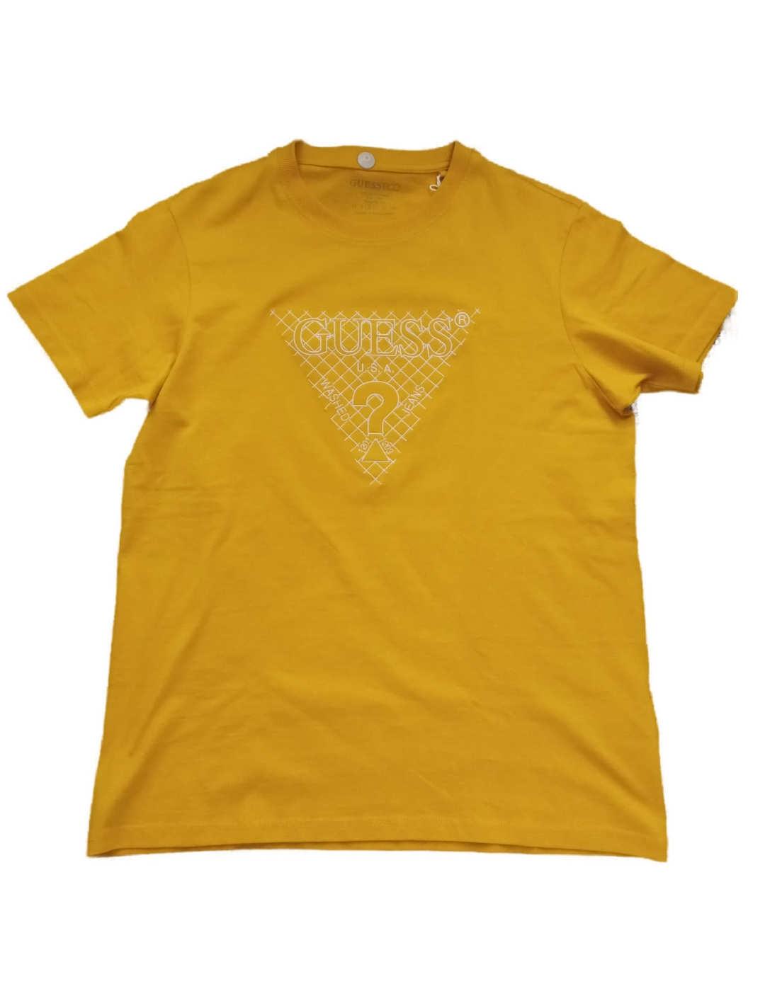 Camiseta Guess Triangle amarillo manga corta para hombre