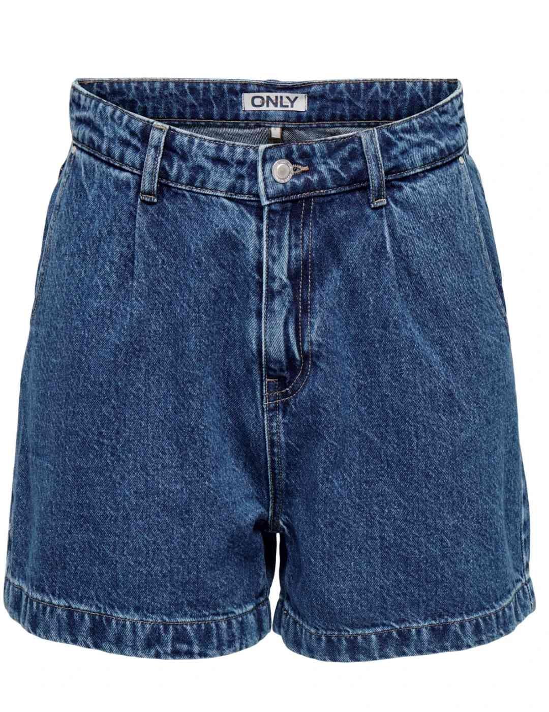 Shorts Only Petra denim azul tiro alto para mujer