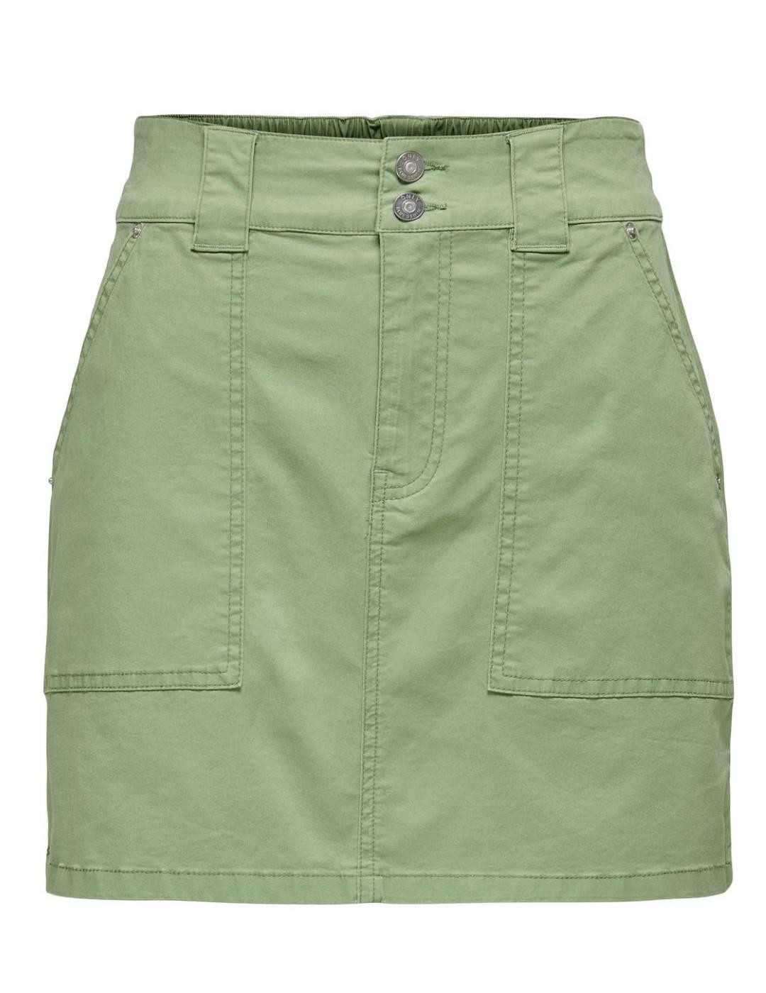 Falda corta Only Biana cargo verde regular para mujer