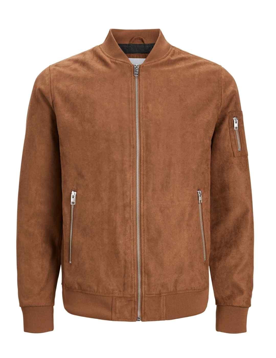 Chaqueta bomber Jack&Jones Rocky ante camel de hombre