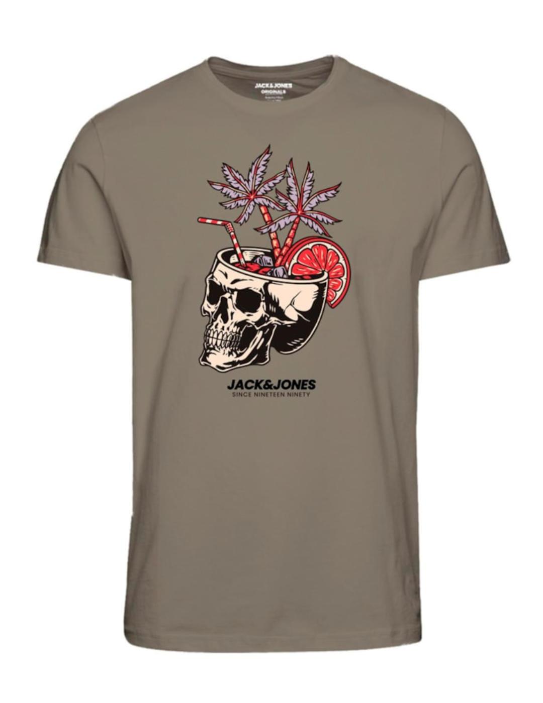 Camiseta Jack&Jones Sequoia marrón manga corta para hombre