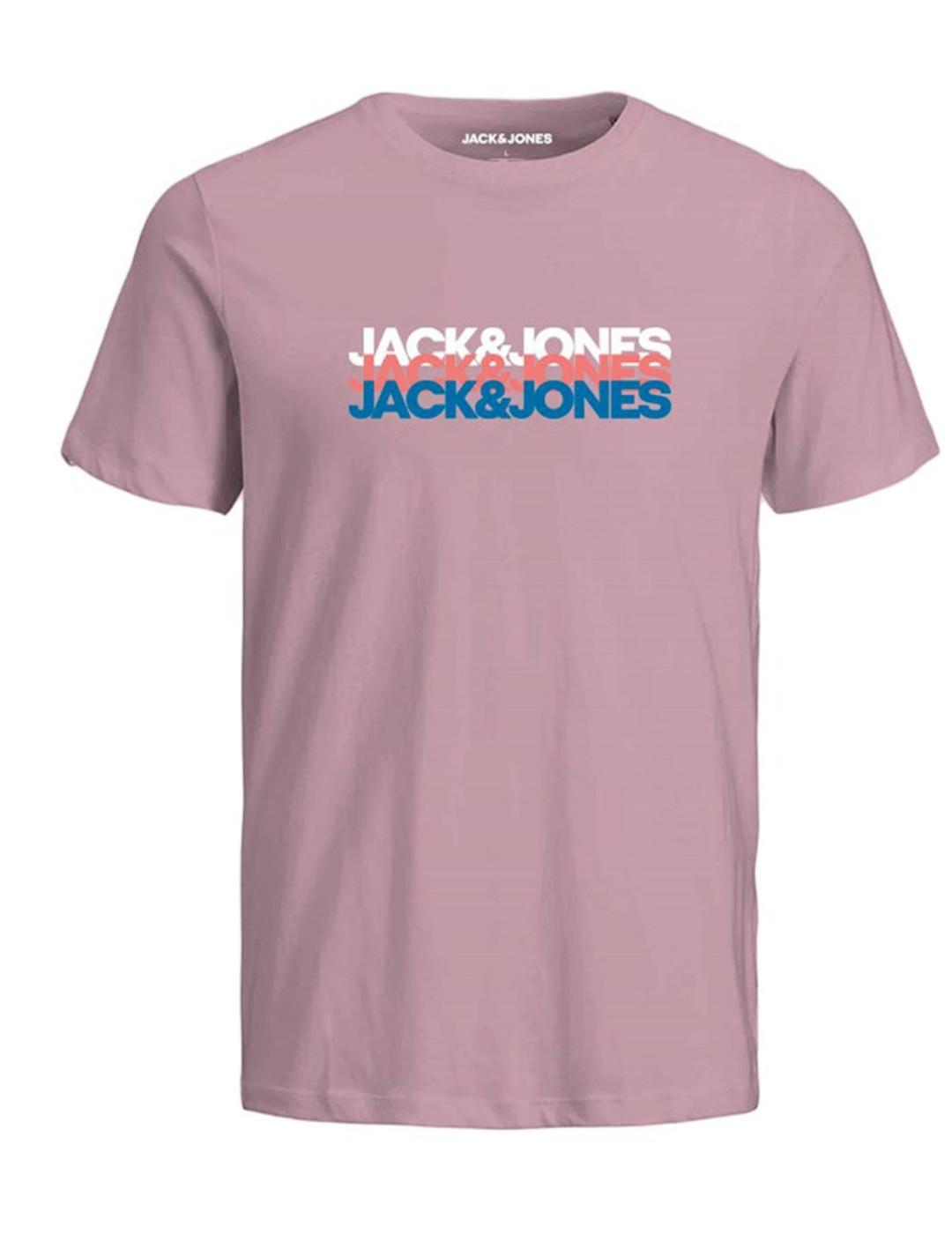 Camiseta Jack&Jones Cyber rosa manga corta para hombre