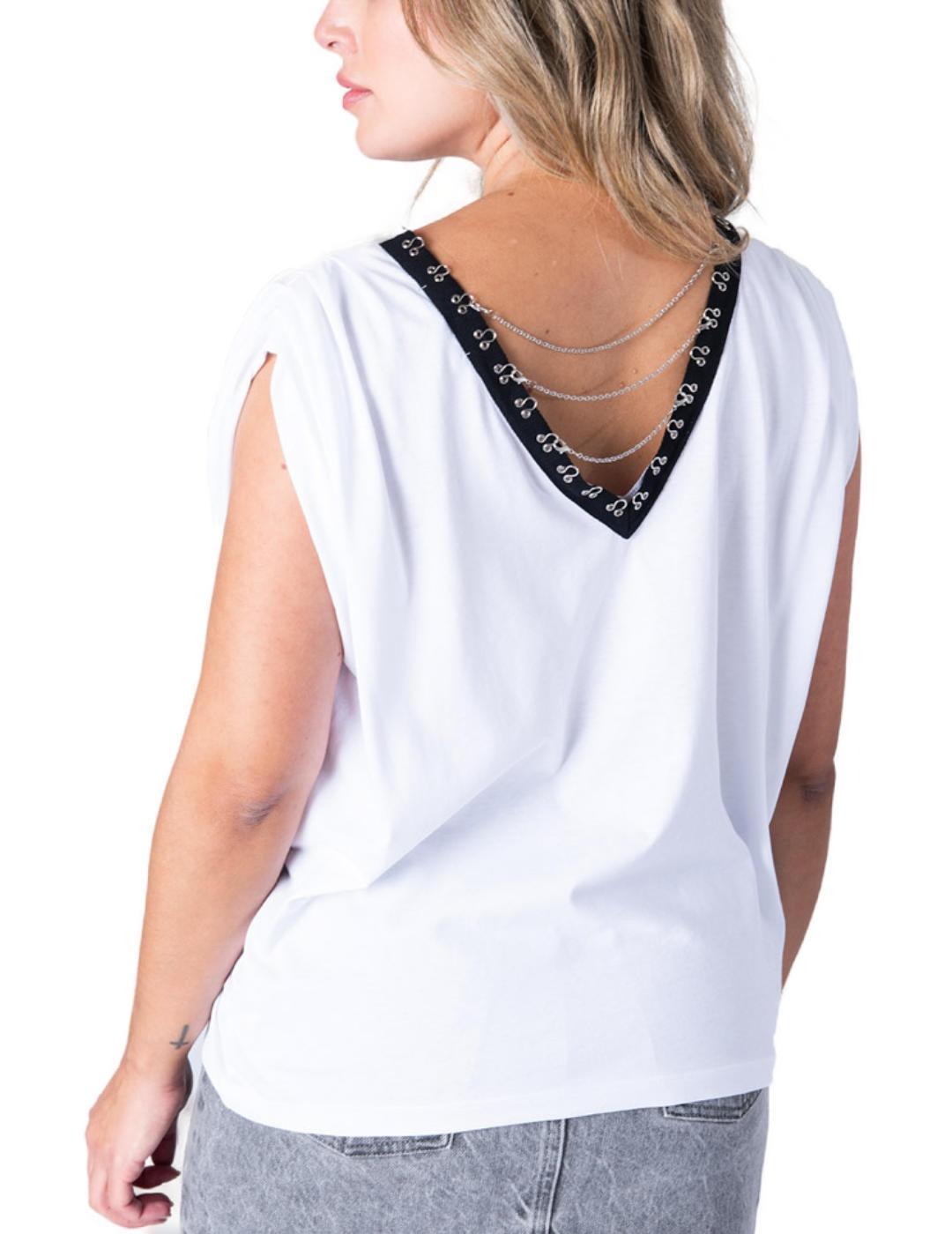 Camiseta Animosa Rompiendo Puas blanca manga sisa de mujer