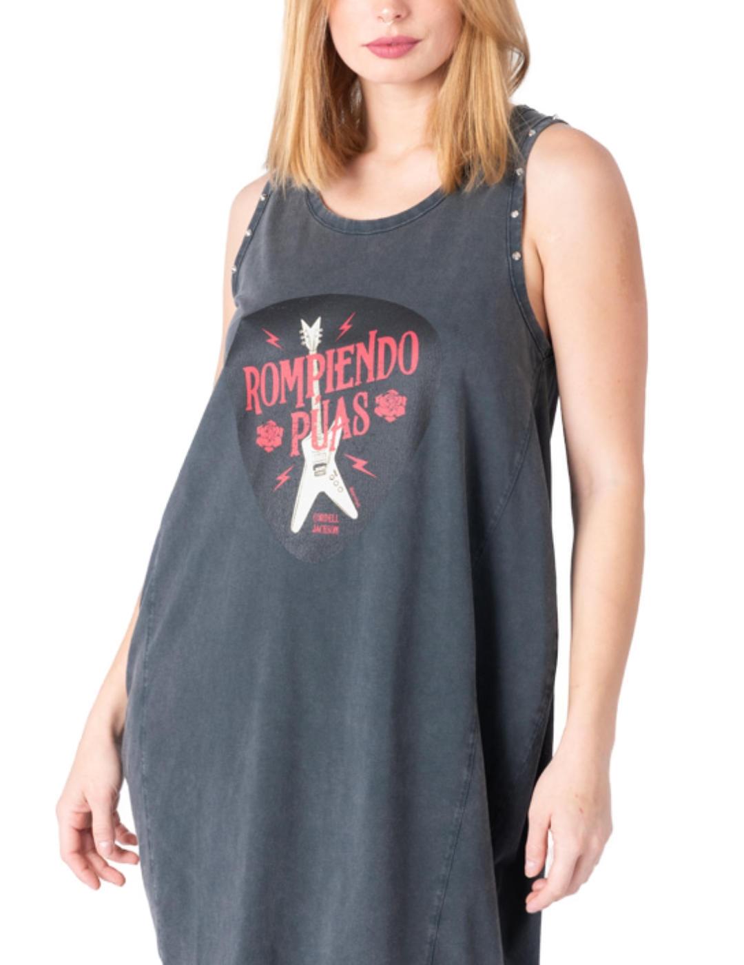 Vestido Animosa Rompiendo Puas gris tirantes para mujer