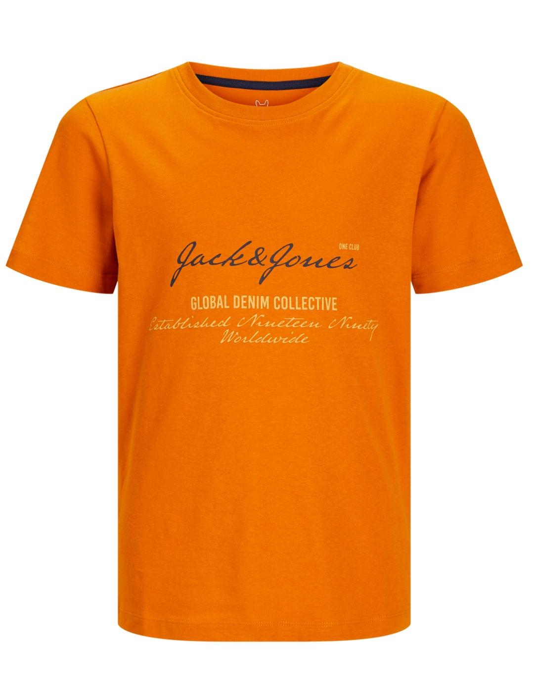 Camiseta Jack&Jones Junior Great naranja manga corta de niño