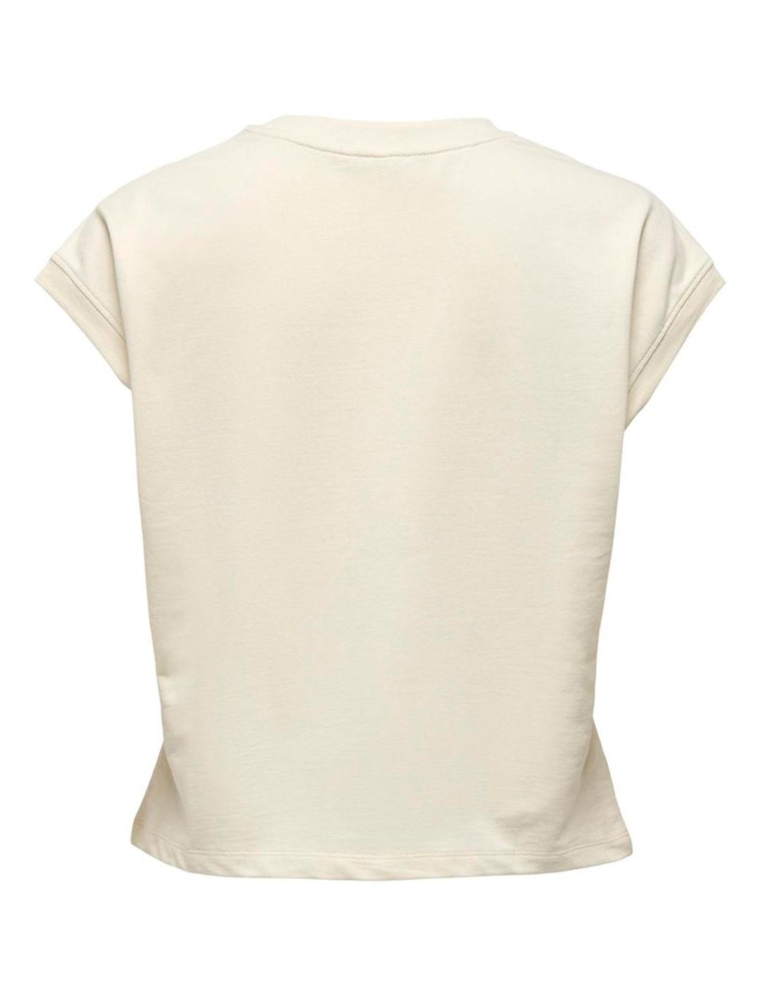 Camiseta Only Ellie blanco roto manga sisa para mujer