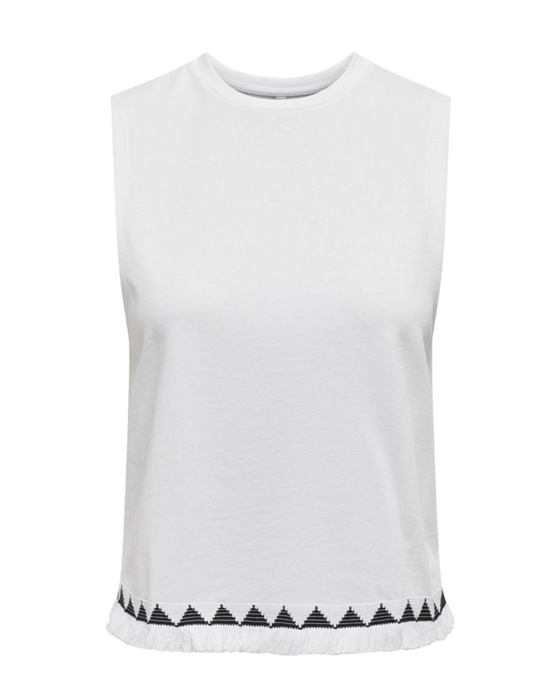 Camiseta Only Liva blanco manga sisa bordado para mujer