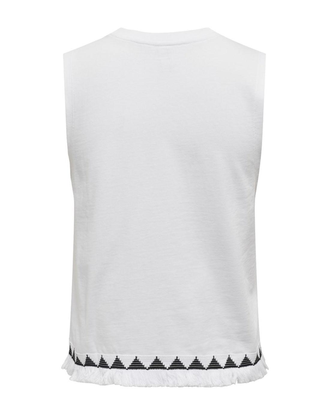 Camiseta Only Liva blanco manga sisa bordado para mujer