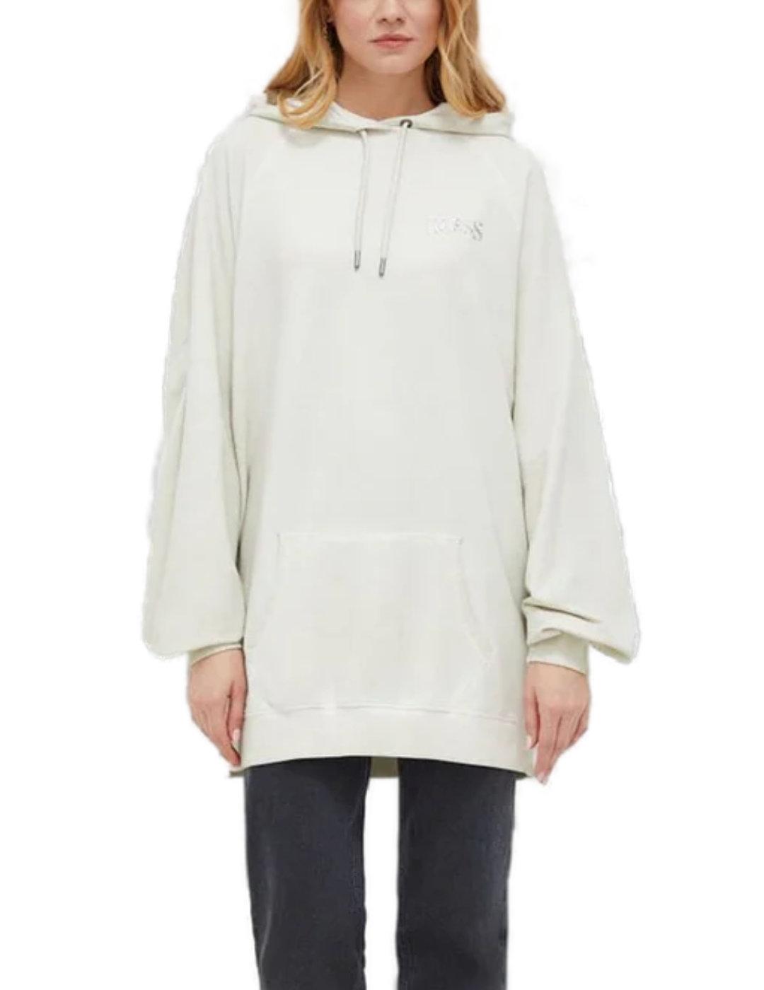 Vestido sudadera Guess Rose beige oversize para mujer