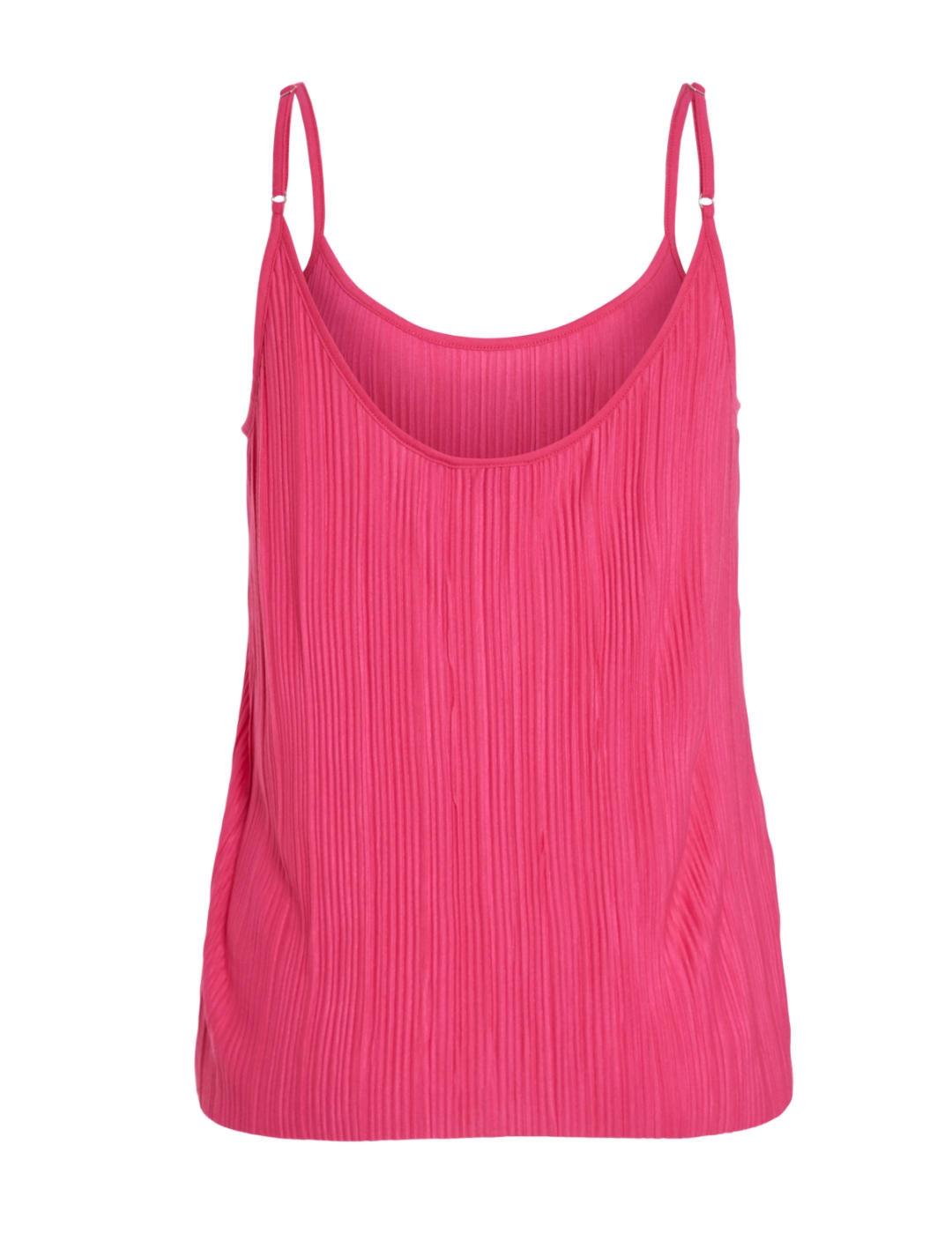 Camiseta Vila de tirantes rosa fucsia efecto arrugado mujer