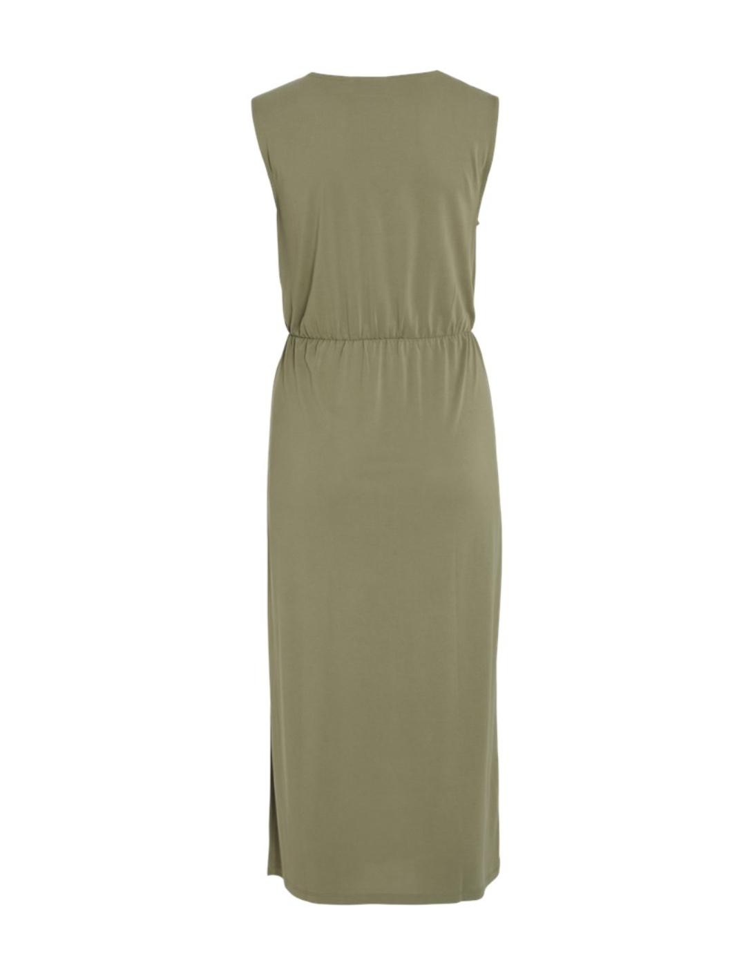 Vestido midi Vila Modala verde manga sisa para mujer